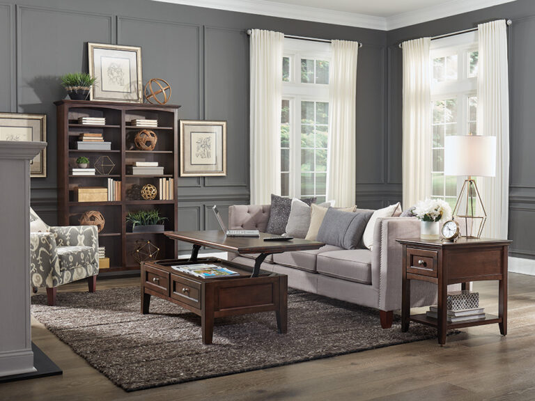 Lift top Coffee Table, End Tables and Book Case